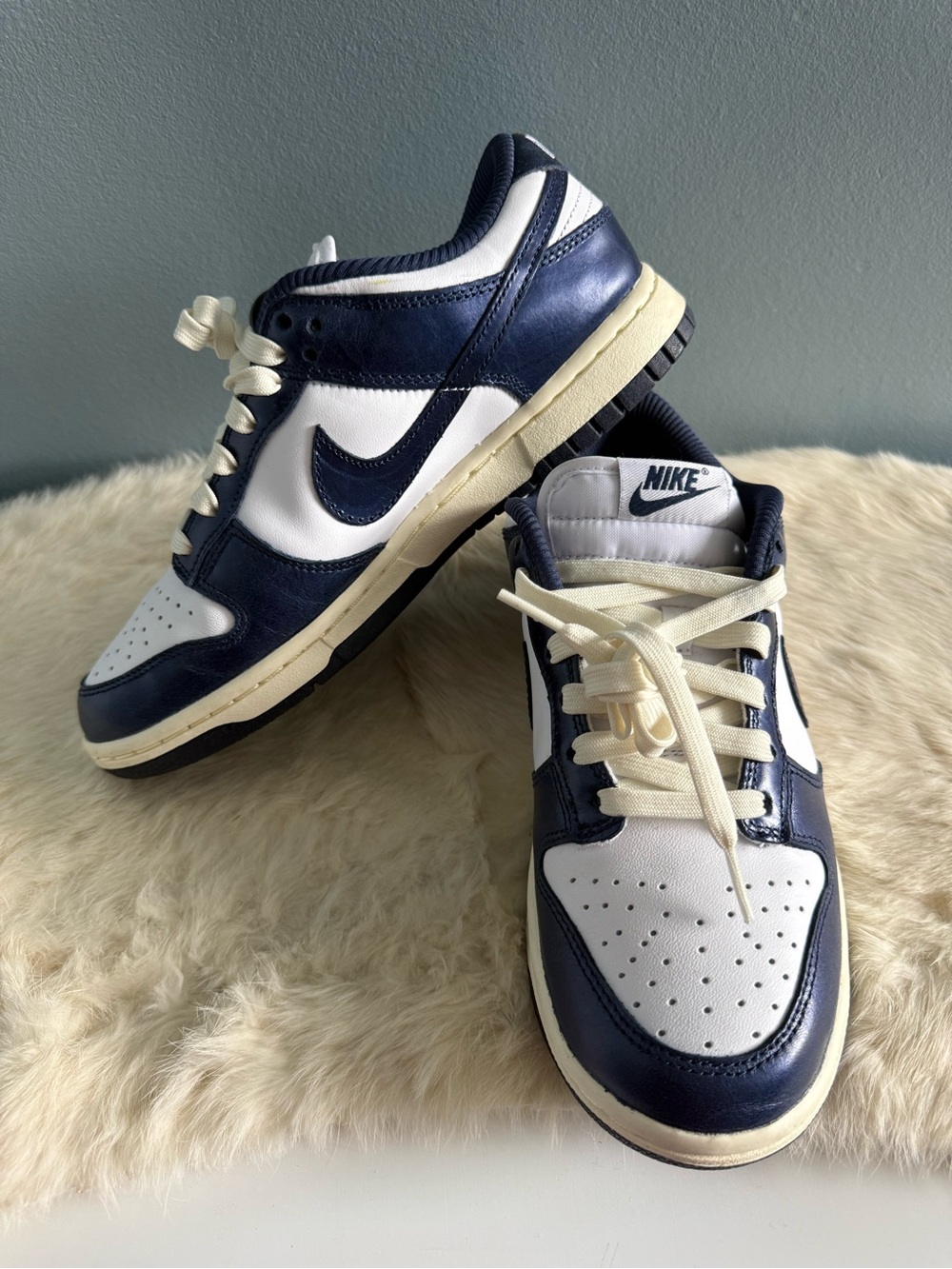 Nike Women’s Dunk Low Premium Vintage Navy White Sneakers